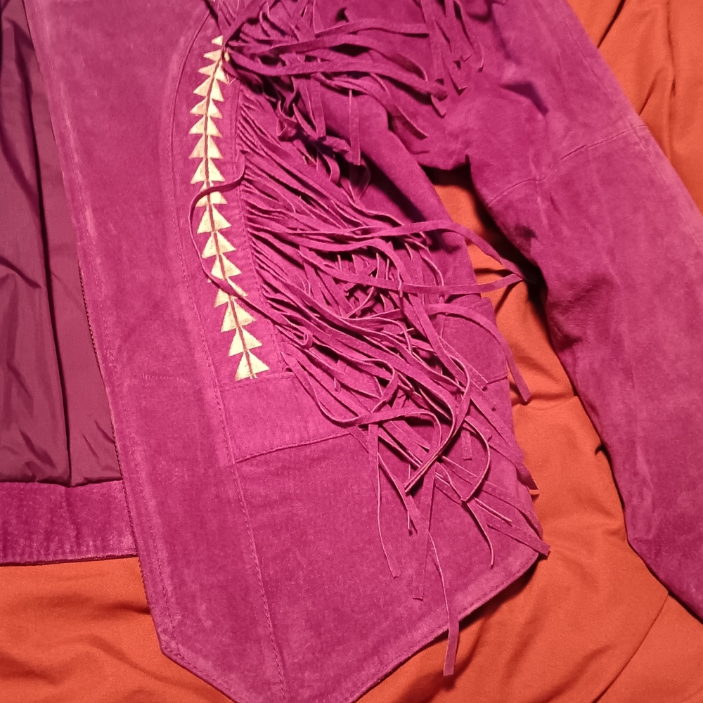Pioneer wear grape purple leather fringe jacket - Picture 2 of 7
